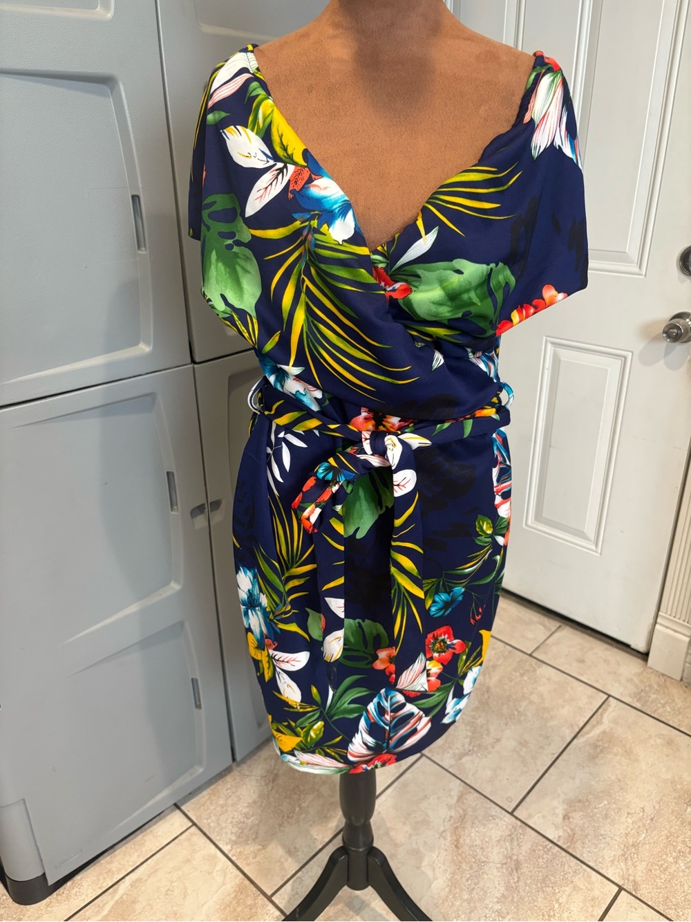 Liliana Navy Floral Trim Plus Size Top